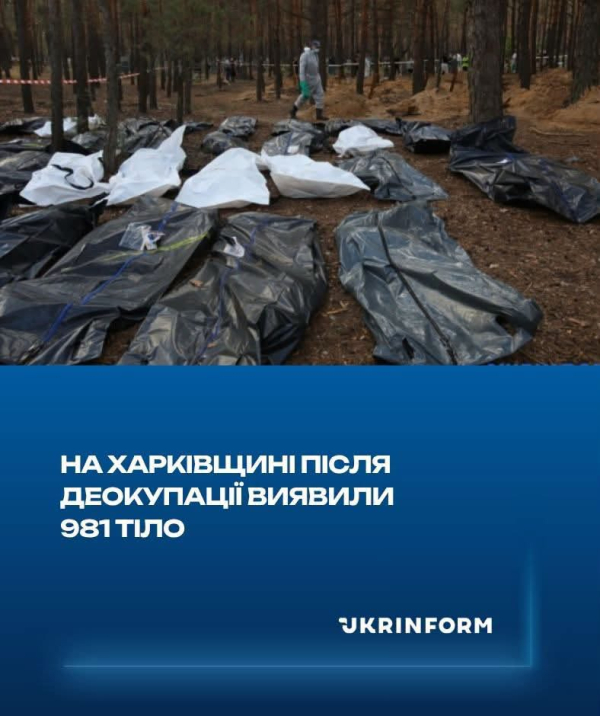 На Харківщині після деокупації виявили 981 тіло, - Лубінець